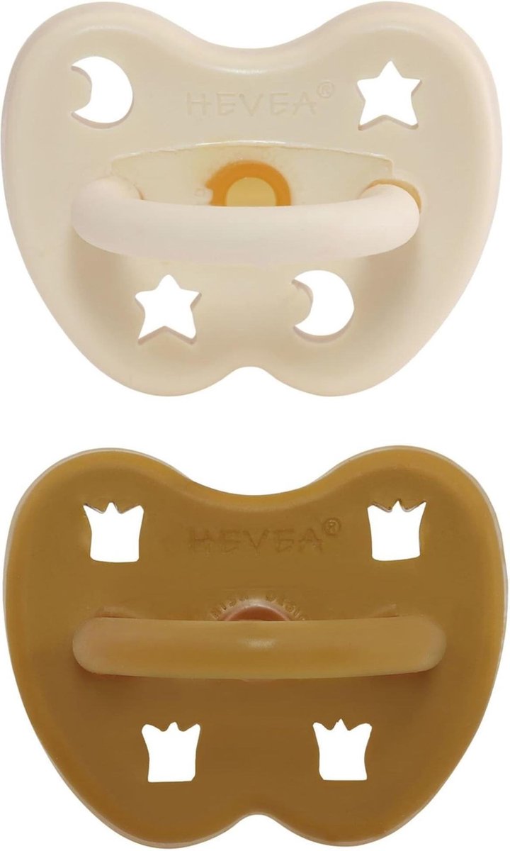 HEVEA speen 2 stuks | rond 3-36 mnd | 100% natuurrubber | Milky white + tumeric
