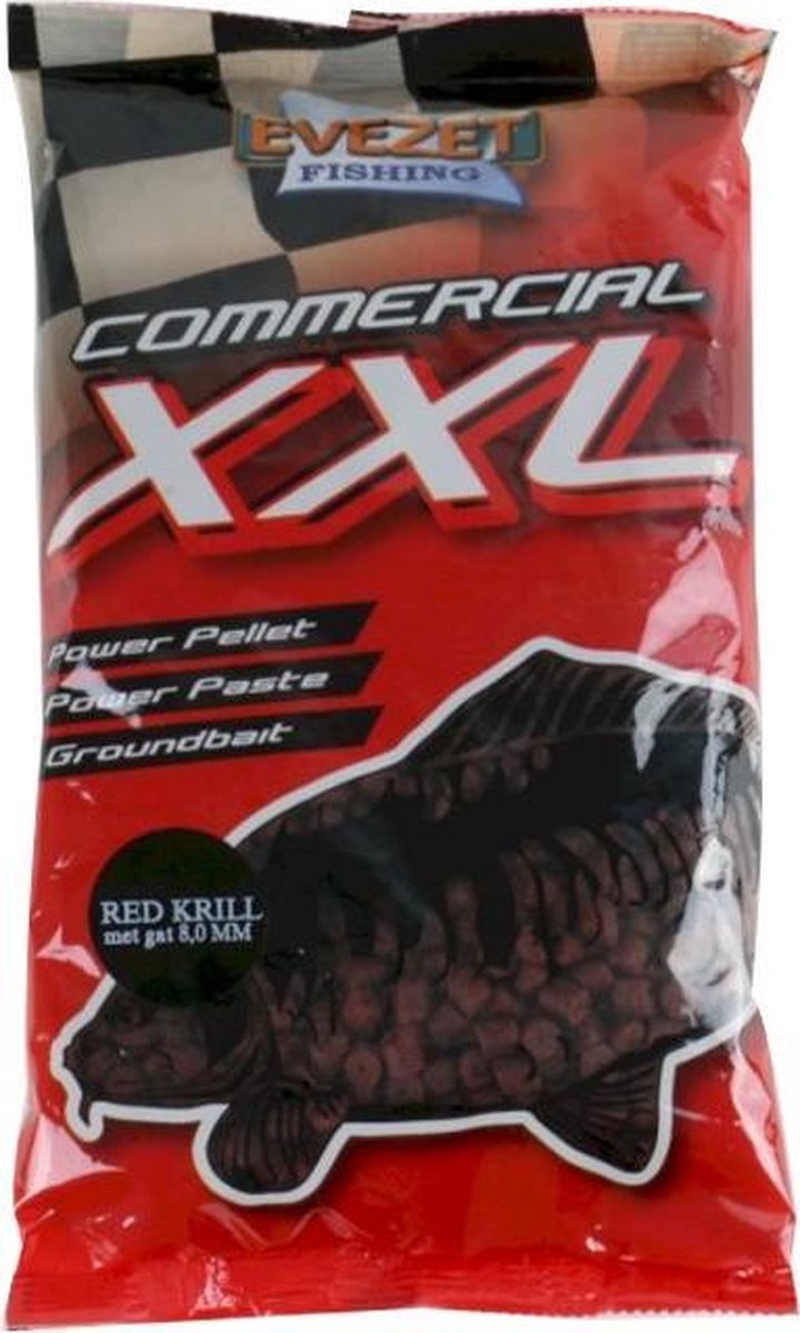 Evezet Commercial XXL Red Krill Met Gat - 8.0mm - 900g - Rood