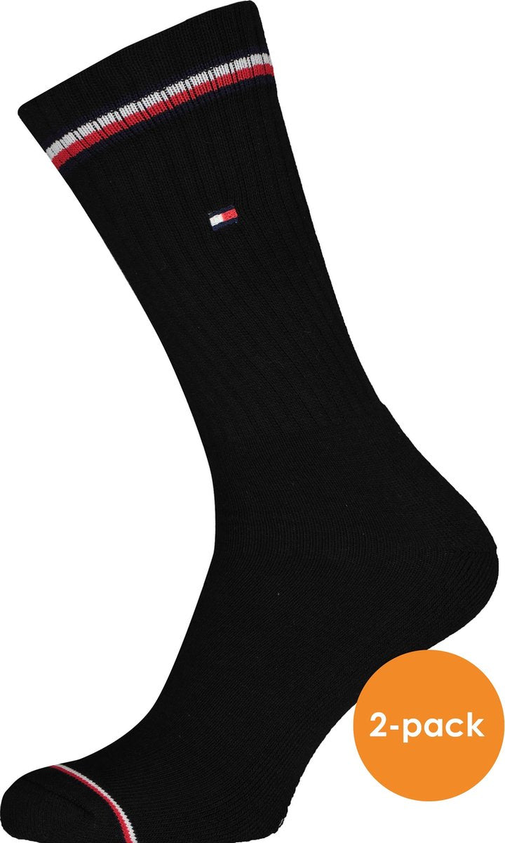 Tommy Hilfiger Iconic Sport Socks (2-pack) - heren sportsokken katoen - zwart -  Maat: 47-49