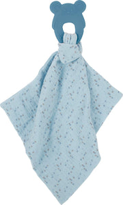 Nattou Knuffeldoekje met Siliconen Bijtring - Muis - BPA-vrij - 38 x 33 cm - Blauw