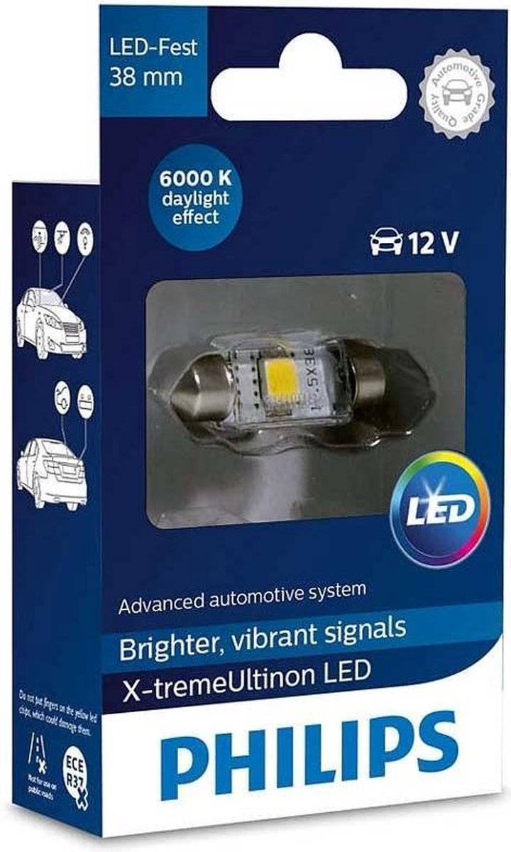 C5W LED Festoon 12V 1W 38mm 6000K Xtreme Vision 1st. Philips