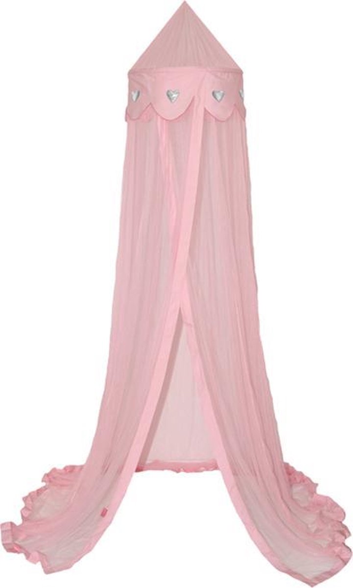 Taftan - Klamboe Hartjes - Zilver/Roze