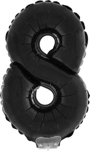 Cijferballon folie nummer 8 | Opblaascijfer 8 zwart 41cm