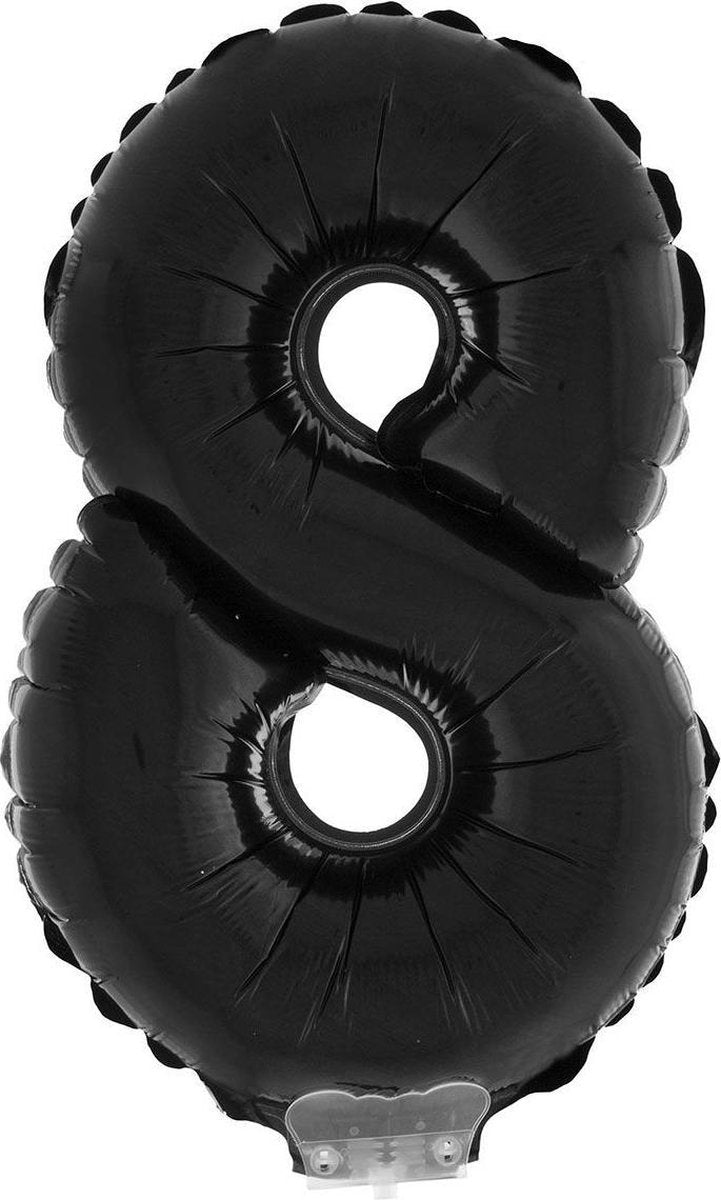 Cijferballon folie nummer 8 | Opblaascijfer 8 zwart 41cm