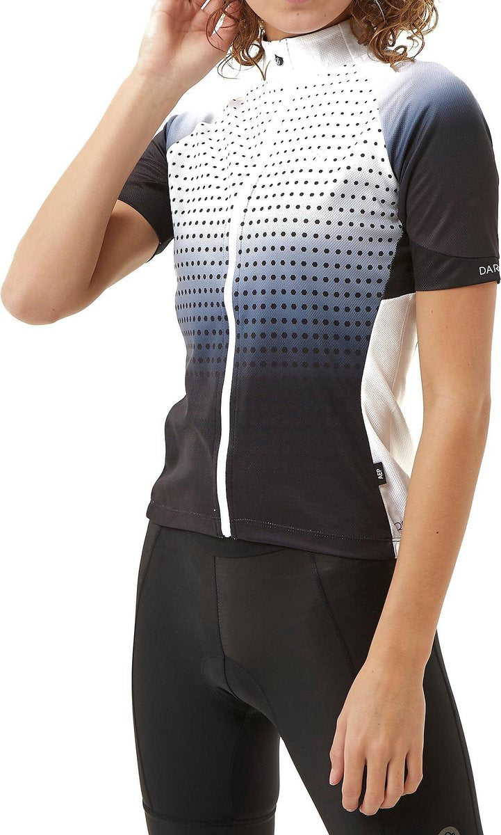 Dare2b Print Fietsshirt / Wielershirt - Korte Mouw - Print - Zwart/Wit - Dames - Maat XL