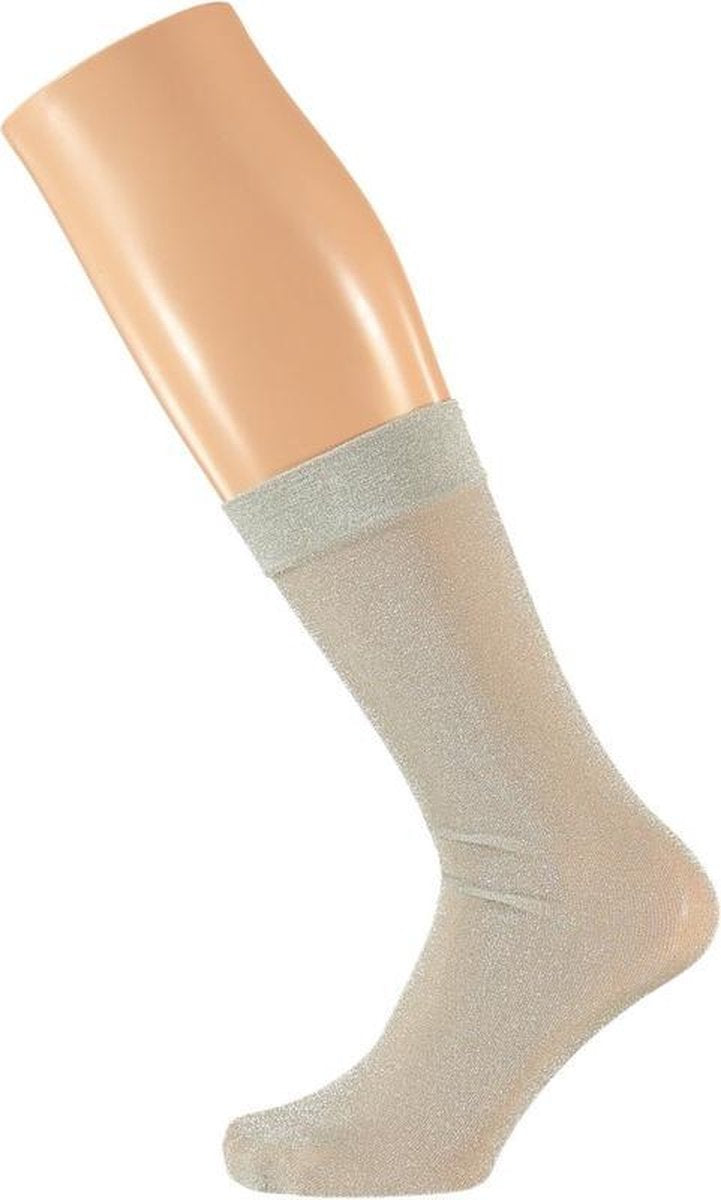 Zilveren dames party glitter sokken lurex maat 36-41