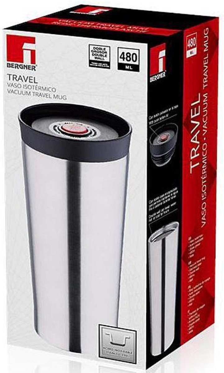 Bergner RVS reisbeker dubbelwandig 480ml