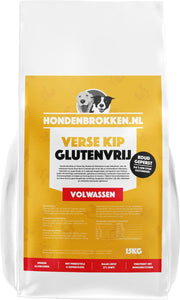 Hondenbrokken.nl HondenbrokkVerse Kip Glutenvrij - Volwassen - Hondenbrokken vers vlees - 15KG