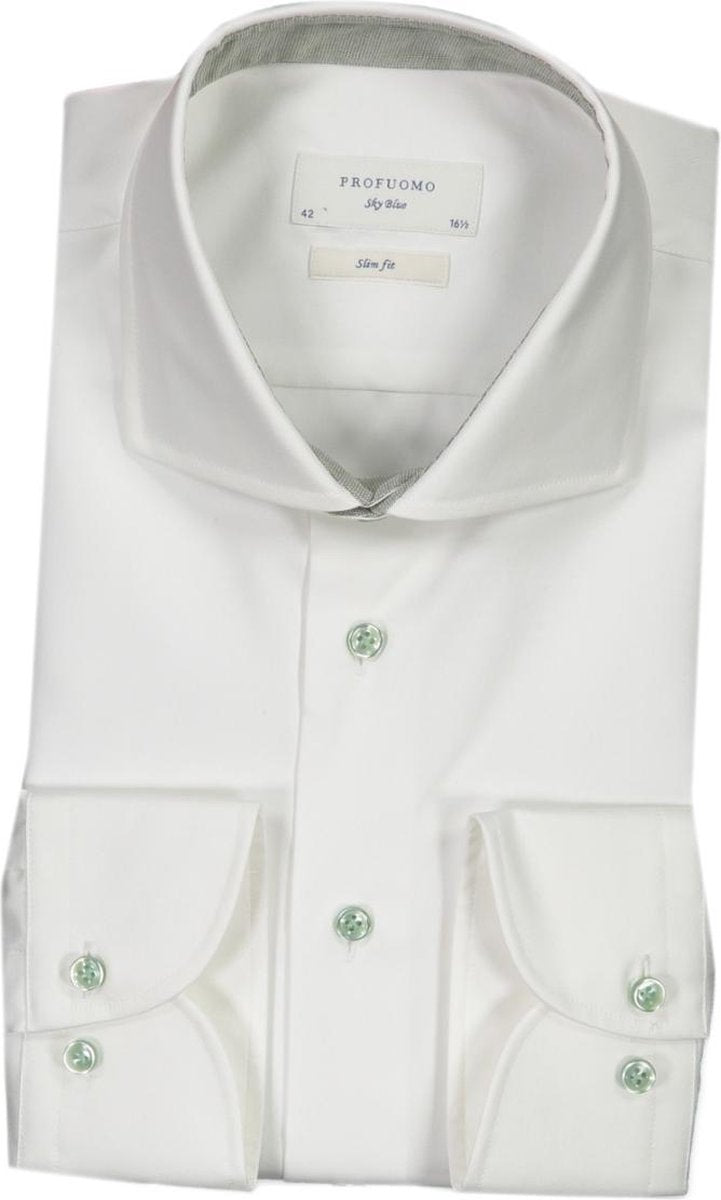 Profuomo   Overhemd Wit Getailleerd - Maat UK15-EU38 - Heren - Lente/Zomer Collectie - Katoen