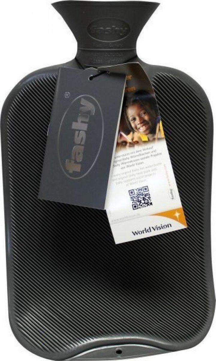 Fashy warm water kruik - dubbelzijdig geribbeld - grijs - 2 liter