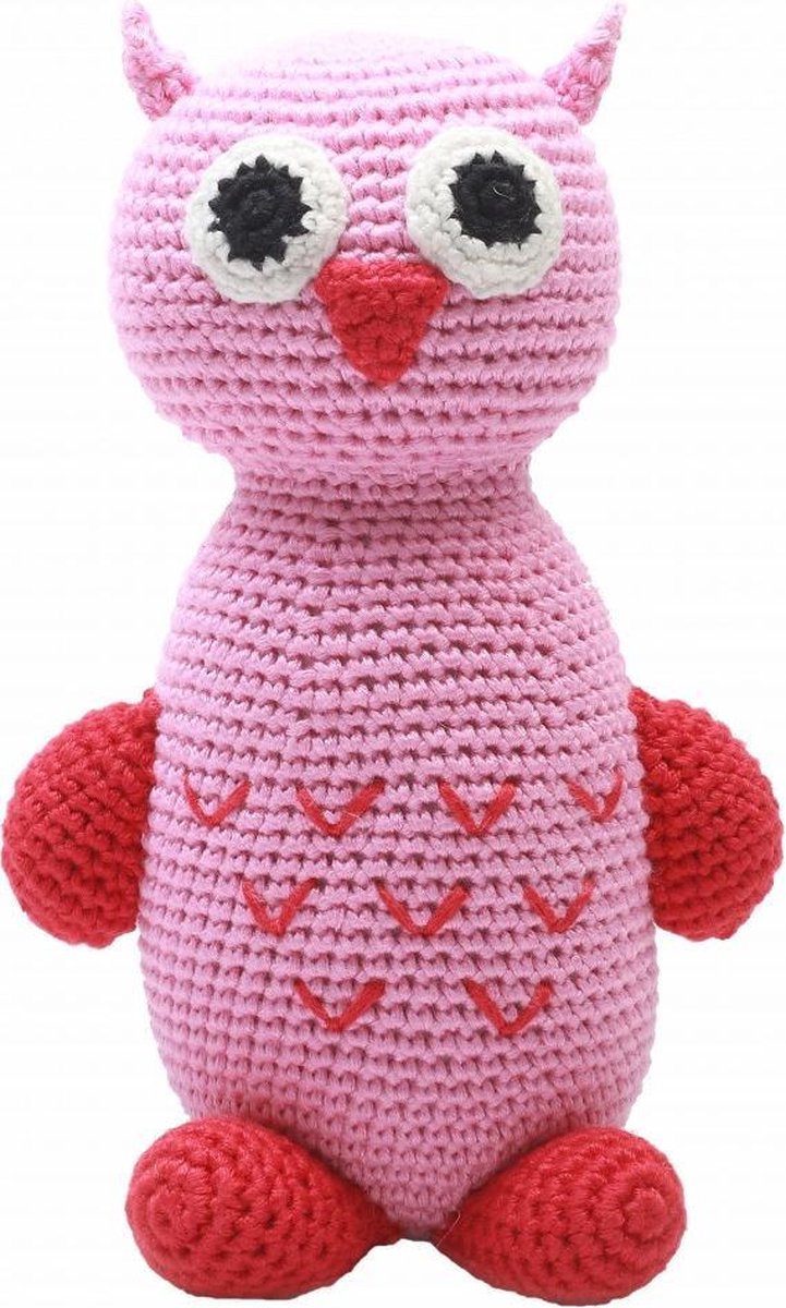 Naturezoo Knuffeldier Uil Gehaakt 20 Cm Roze