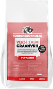 Hondenbrokken.nl Hondenvoer Verse Zalm Graanvrij - Volwassen - Hondenbrokken rijk aan antioxidanten - 15KG