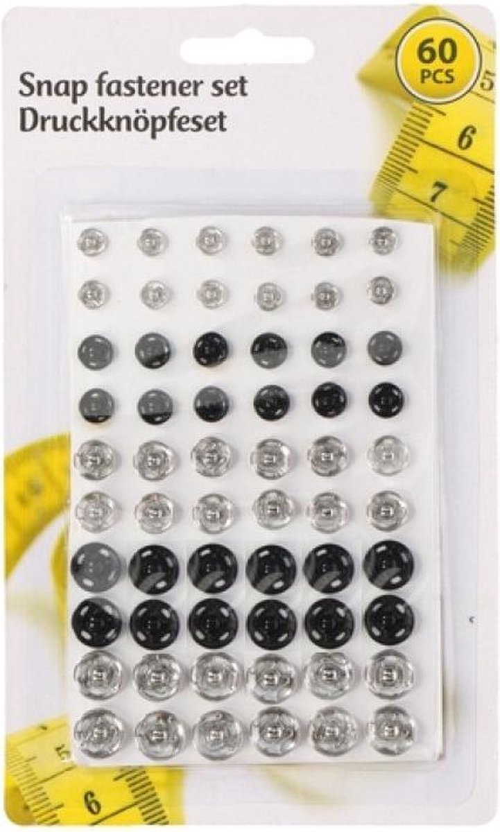Tom Drukknoppenset 60 Stuks Zwart/zilver