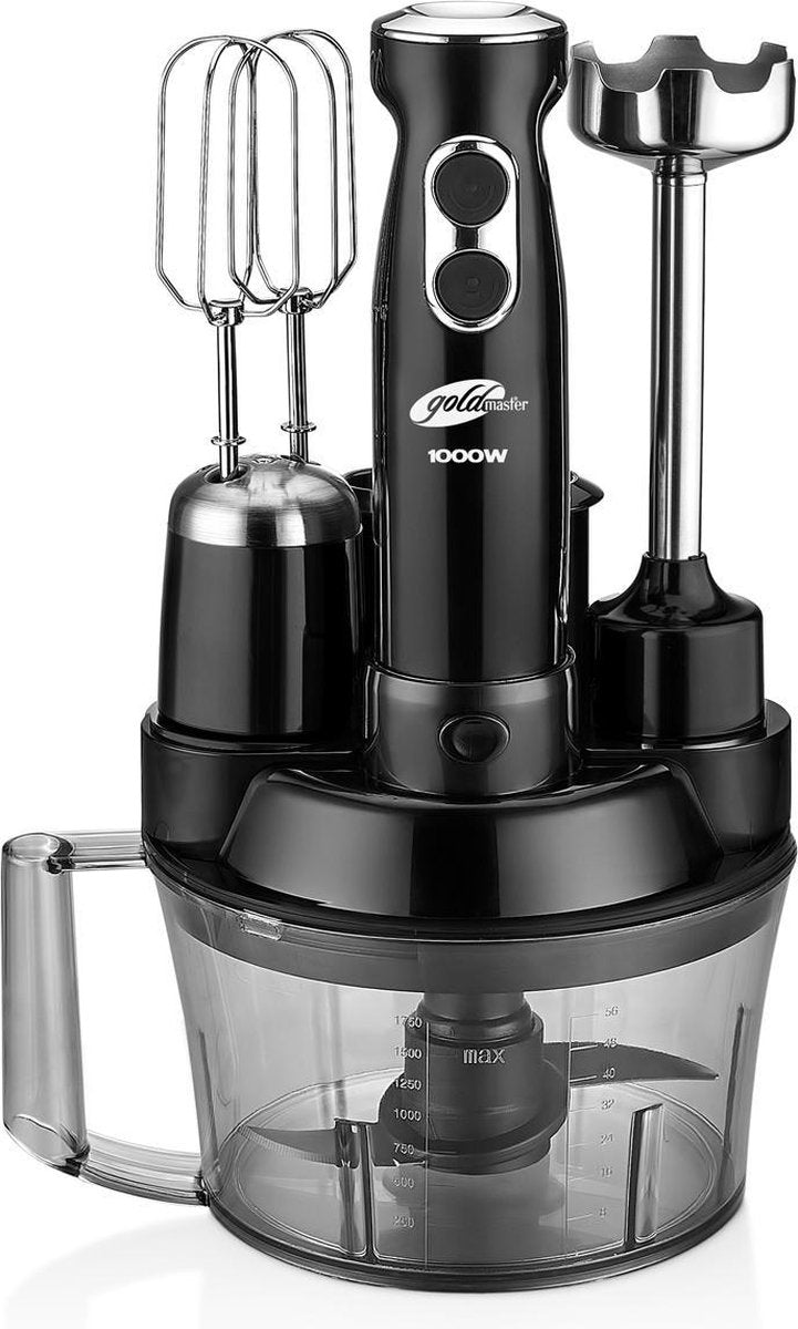 Goldmaster GM-7239B  - Elena Max - RVS Keukenmachine  - Blender Smoothie - Staafmixer - Zwart