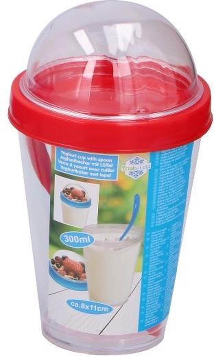 Fresh & Cold Yoghurtbeker Met Vershouddeksel 300 Ml Rood 3-delig