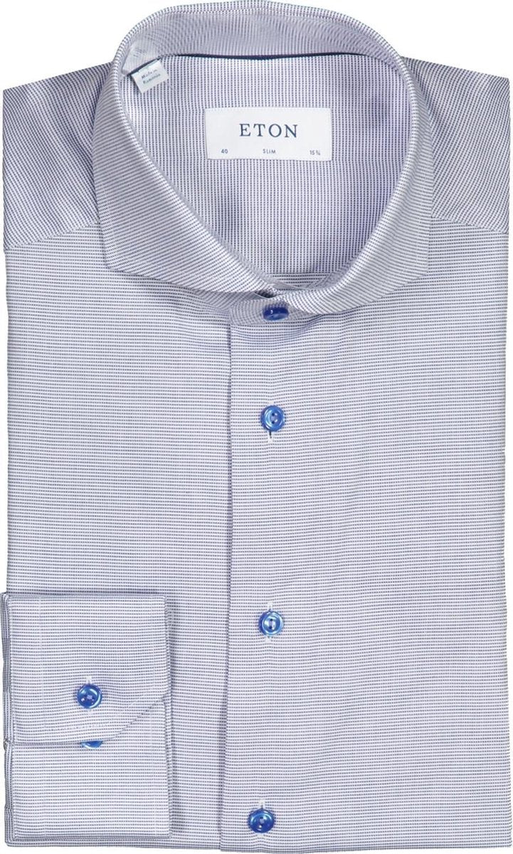 Eton  Overhemd Blauw Getailleerd - Maat UK15-EU38 - Heren - Herfst/Winter Collectie - Katoen
