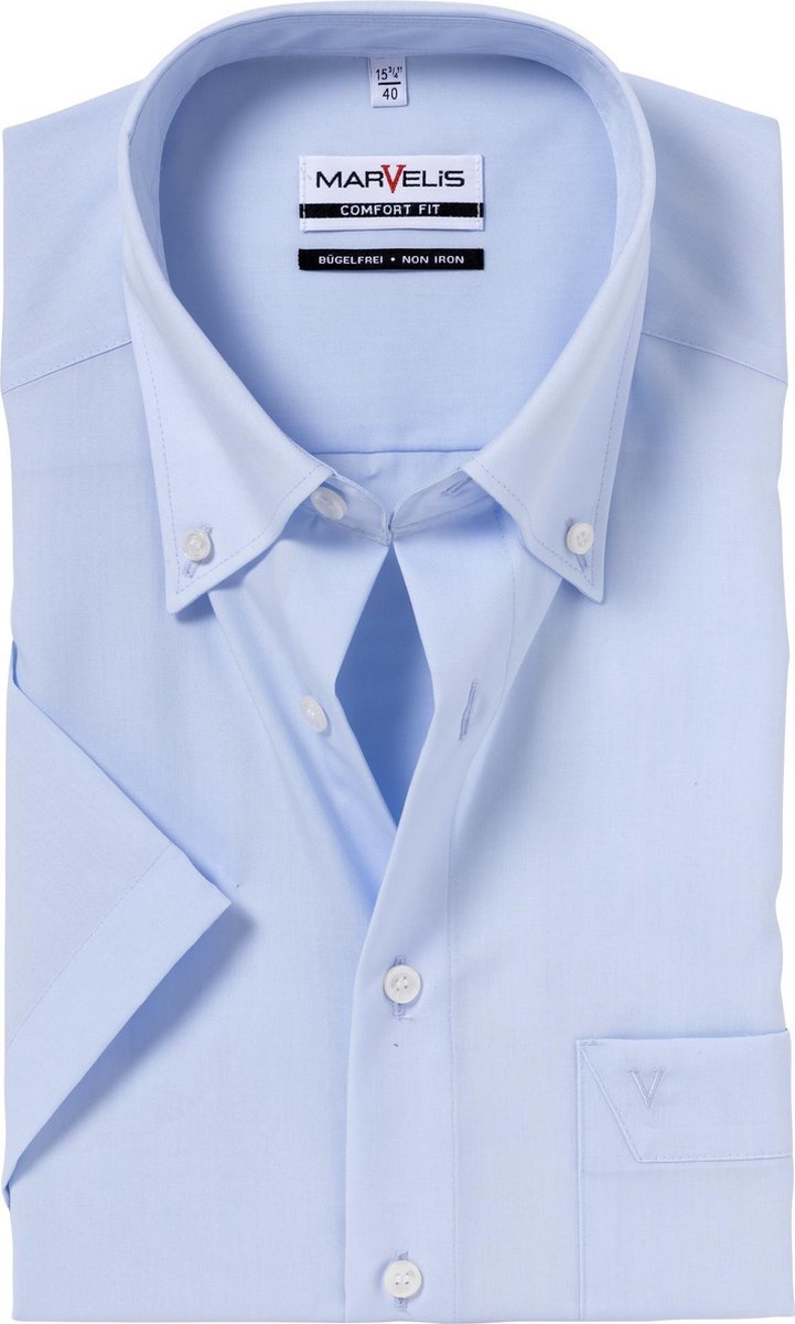 MARVELIS Comfort Fit - korte mouw - lichtblauw (button-down)