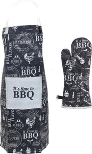 4cookz® BBQ set katoenen schort + handschoen Zwart