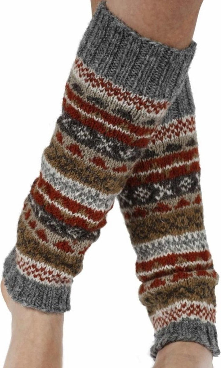 Pachamama - Wollen beenwarmers met ingebreide patronen - Grijs - Finisterre - One size - Fair trade - 100% wol