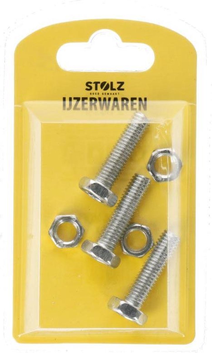 Bout & moer m8 x 30mm 3 stuks - moer - bout - moerbout - schroeven en moeren