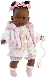 Llorens donkere babypop Nicole met geluid en speen 42 cm