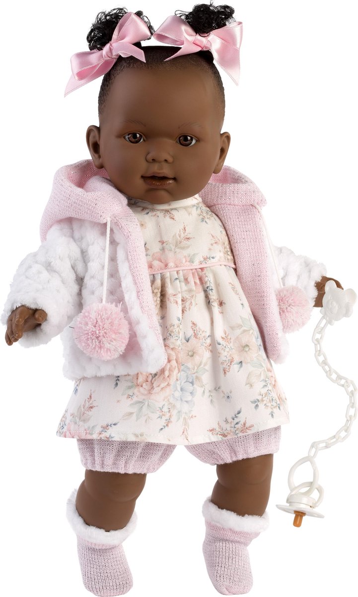 Llorens donkere babypop Nicole met geluid en speen 42 cm