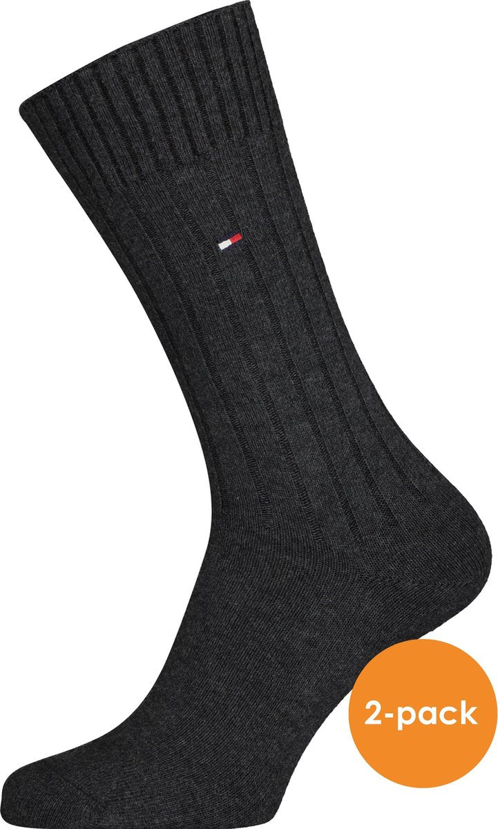 Tommy Hilfiger True America Socks (2-pack) - herensokken katoen - antraciet -  Maat: 39-42