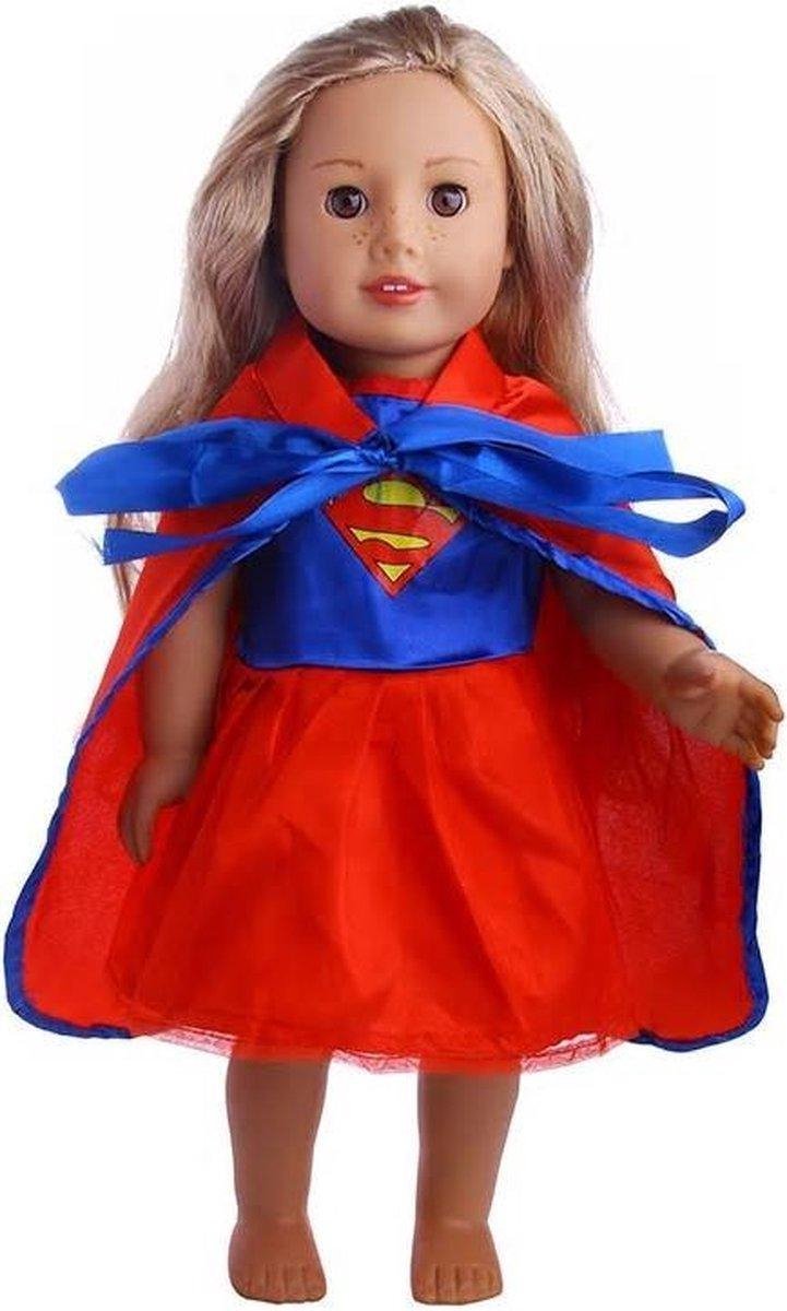 Dolldreams | Superheld kostuum voor pop tot 43CM zoals Baby Born - jurkje met cape