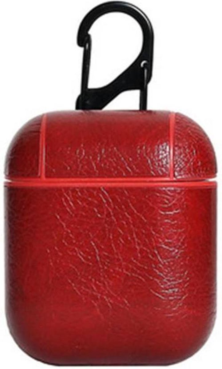 Airpods Leren Case Cover - Hoesje voor Apple Airpods Leer - Rood