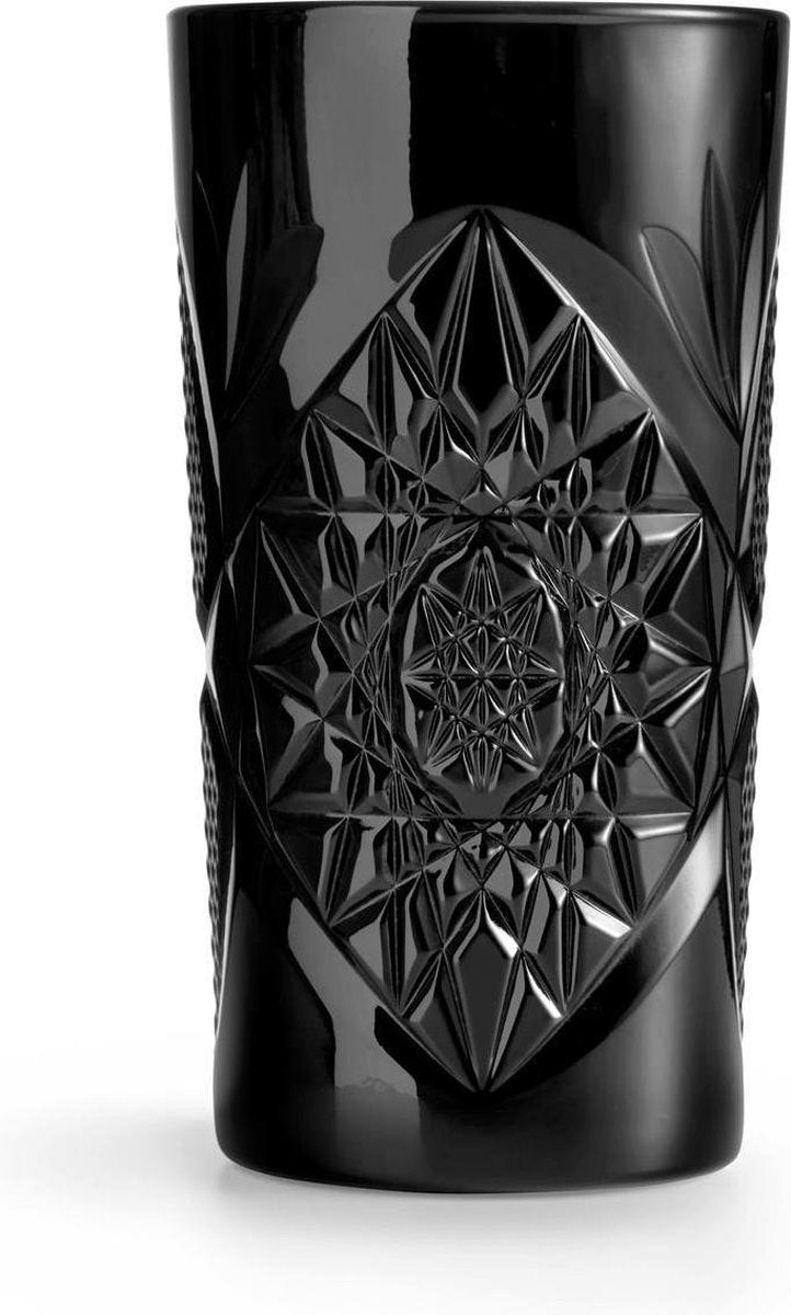 Hobstar Longdrinkglas zwart - 6 stuks