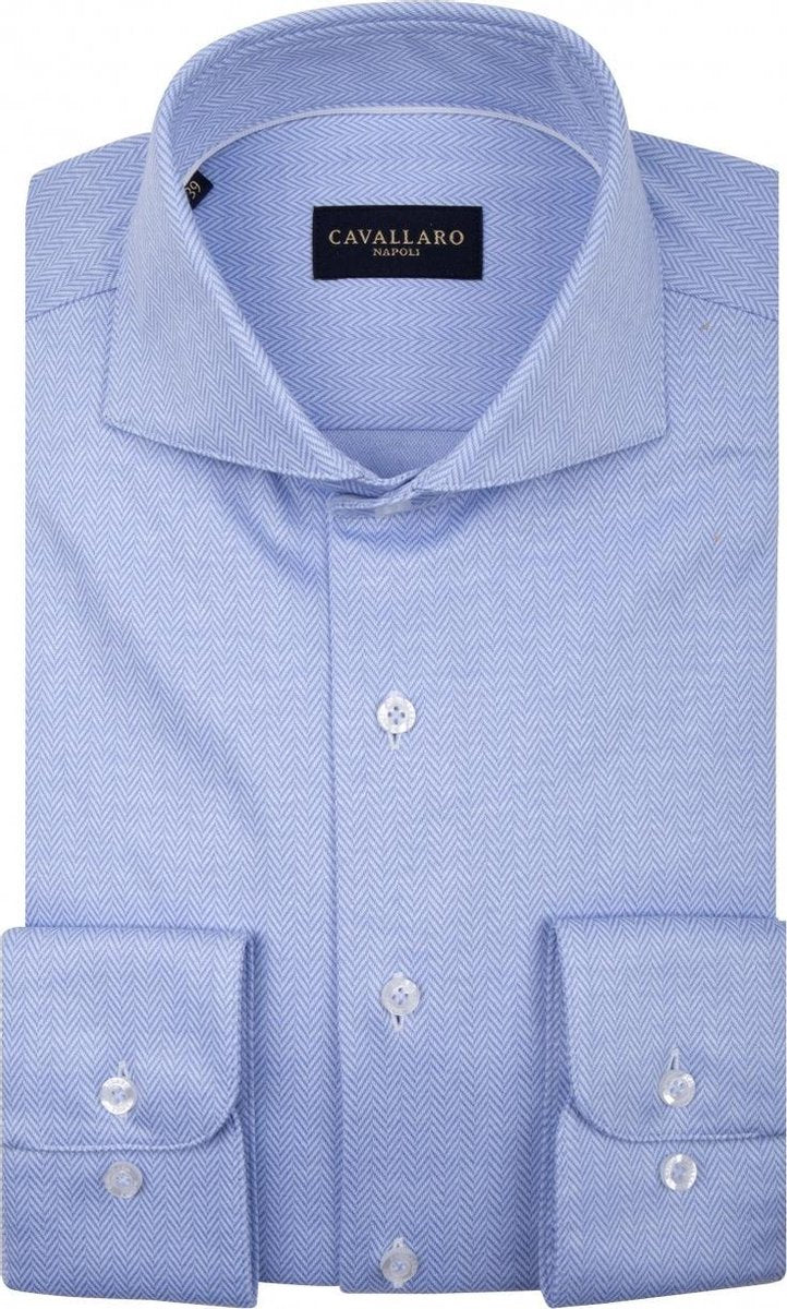 Cavallaro Napoli - Heren Overhemd - Prime Overhemd - Blauw - Maat 42