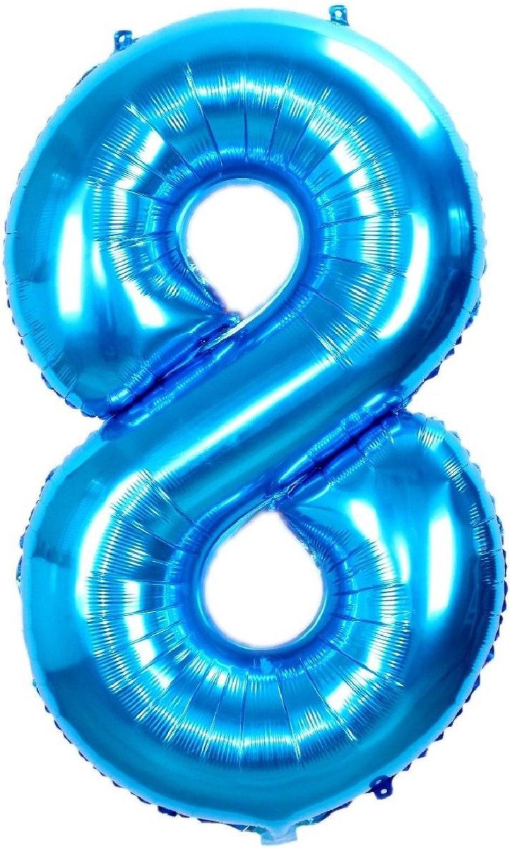 Folie Ballon Cijfer 8 Jaar Blauw 70Cm Folie Ballonnen Verjaardag Met Rietje