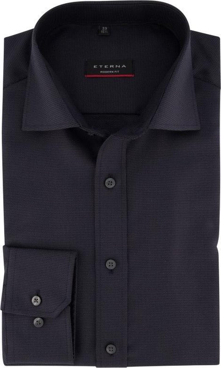 ETERNA modern fit overhemd - twill met structuur heren overhemd - antraciet - Strijkvrij - Boordmaat: 48