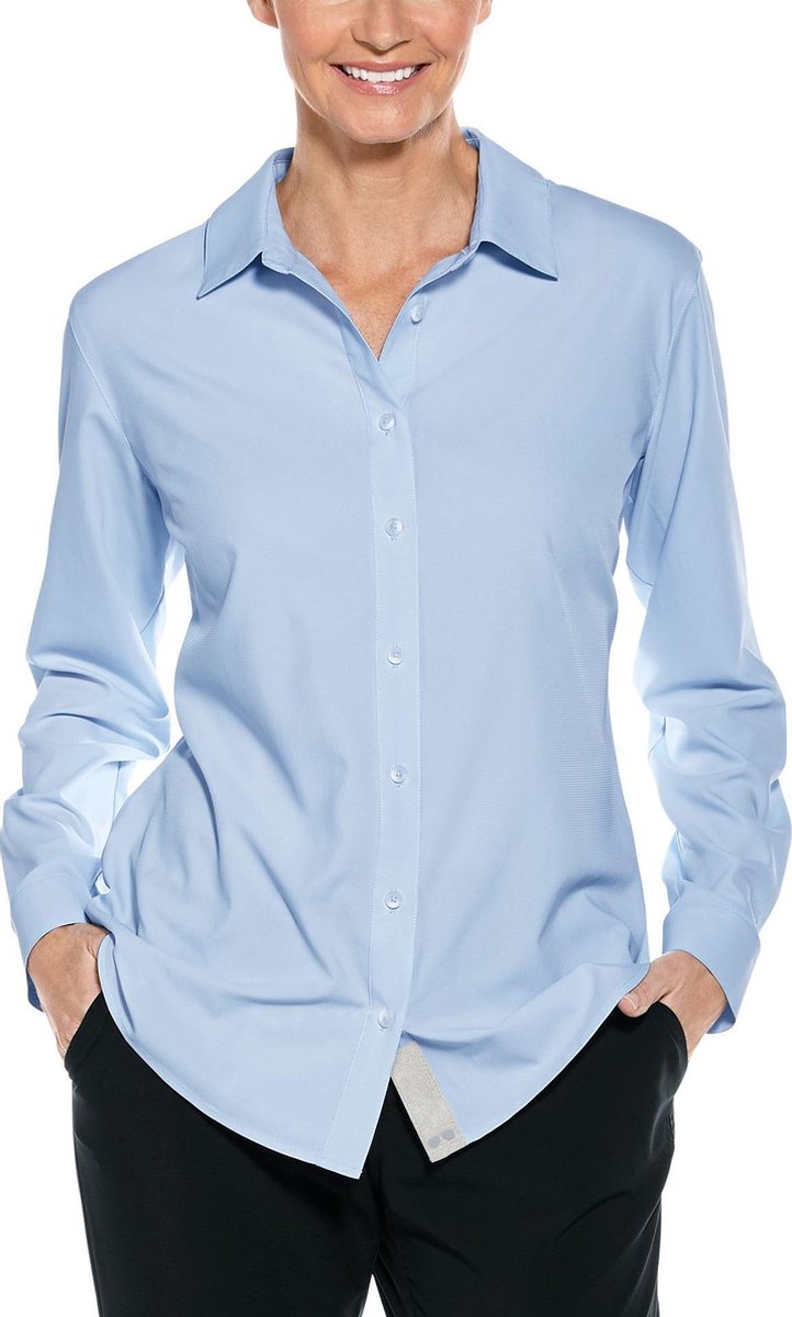 Coolibar - UV-werende Blouse voor dames - Hepburn - Lichtblauw - maat XXL
