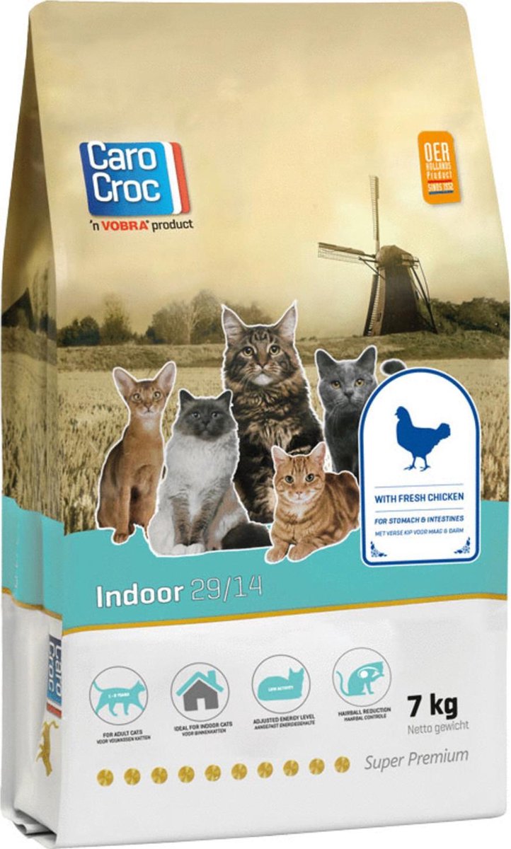 CaroCroc Indoor - Kip - Kattenvoer - 7kg