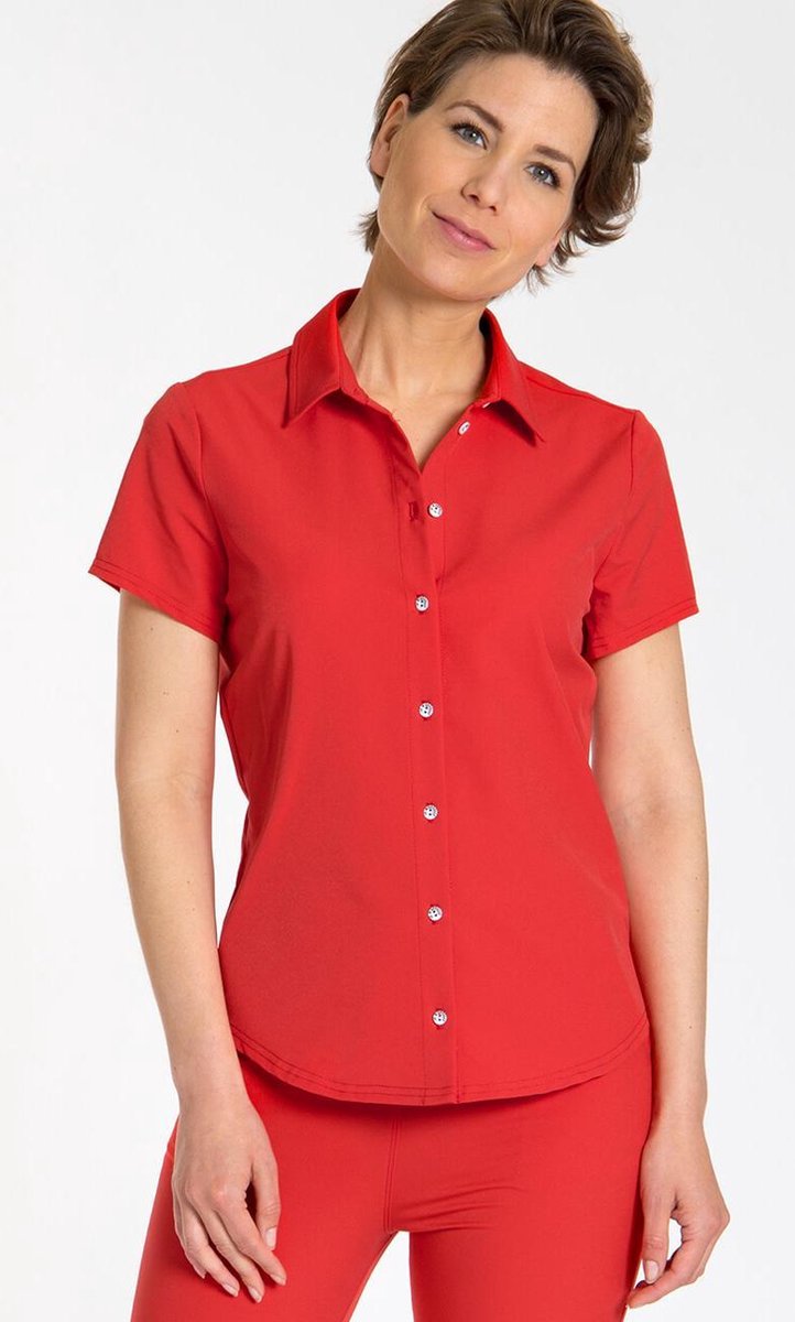 Rode Blouse van Je m'appelle - Dames - Travelstof - Maat 2XL - 4 maten beschikbaar