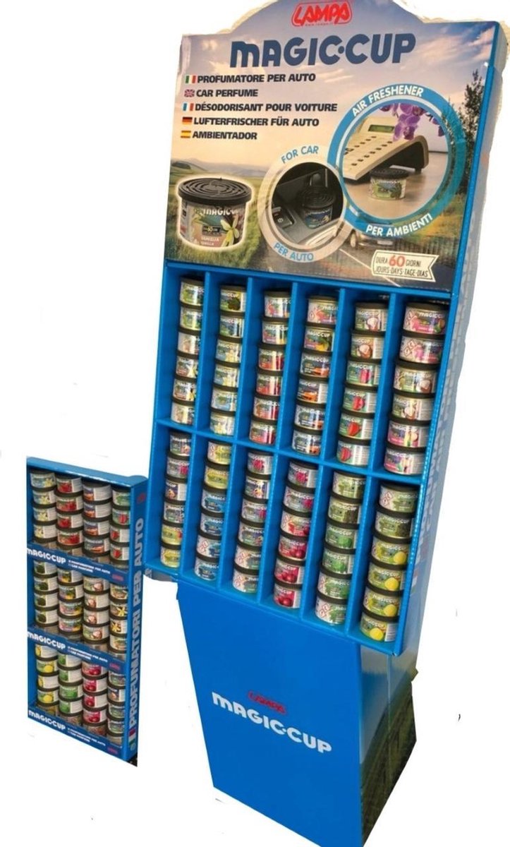 Wanddisplay MAGIC-CUP geurblikjes 60stuks 60dagen geur