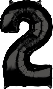 Folie Ballon Cijfer 2 Zwart XL 86cm leeg