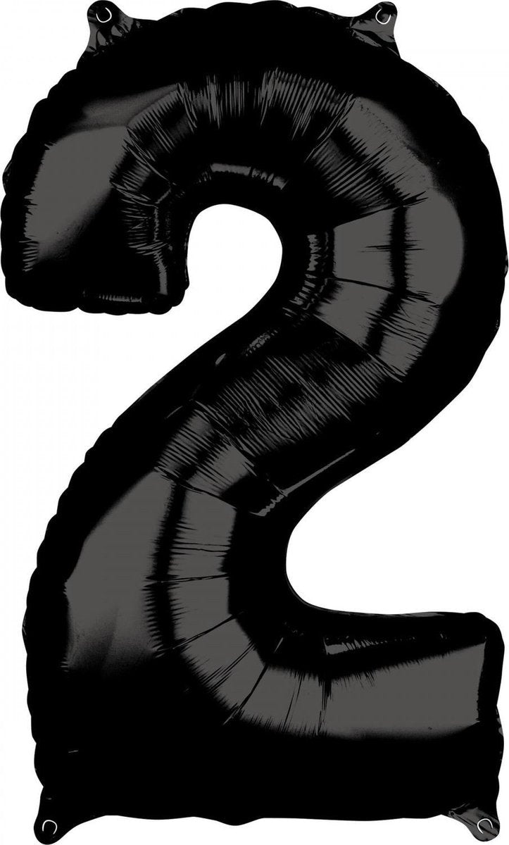 Folie Ballon Cijfer 2 Zwart XL 86cm leeg
