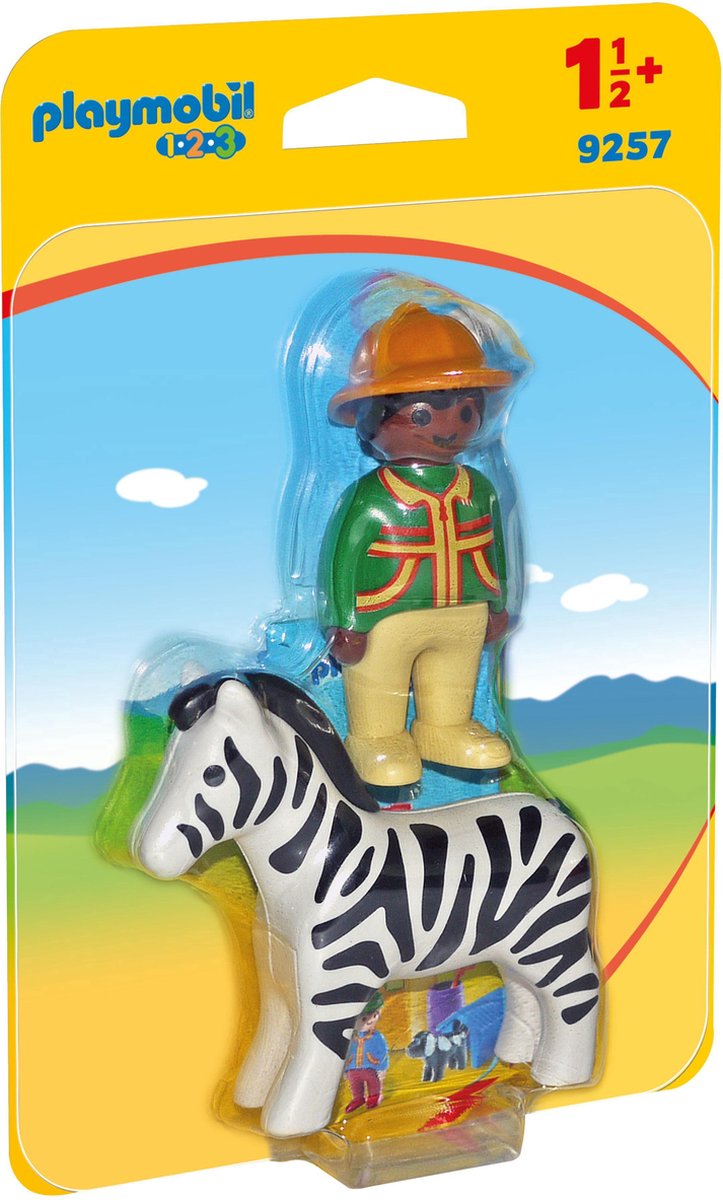 PLAYMOBIL 1.2.3  Verzorger met zebra - 9257