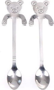 Theelepel Hangende Beer / Panda - RVS theelepels zilver - 4 stuks