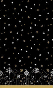 2x stuks kerst thema tafellaken/tafelkleed zwart/zilver/goud sneeuwvlokken138 x 220 cm - Kerstdiner tafeldecoratie versieringen