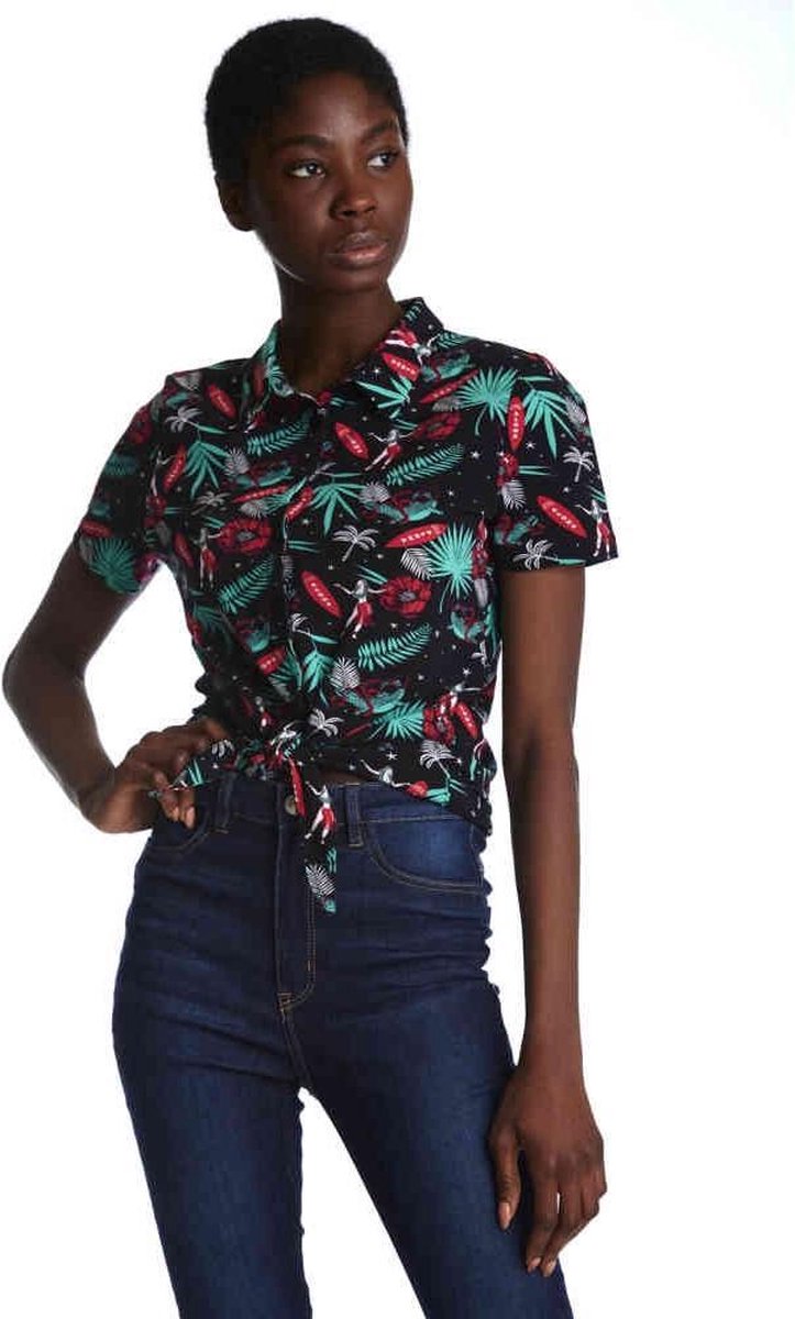Pussy Deluxe Blouse -M- Aloha Zwart
