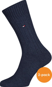 Tommy Hilfiger True America Socks (2-pack) - herensokken katoen - jeans blauw -  Maat: 39-42