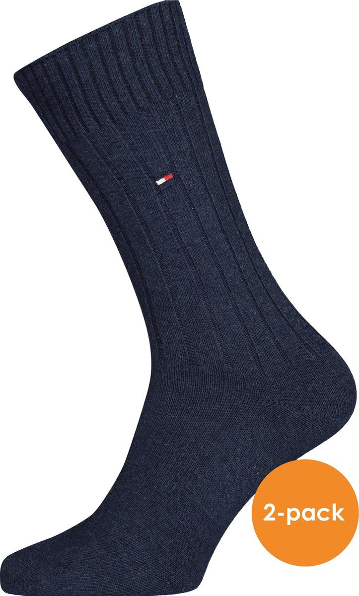 Tommy Hilfiger True America Socks (2-pack) - herensokken katoen - jeans blauw -  Maat: 39-42