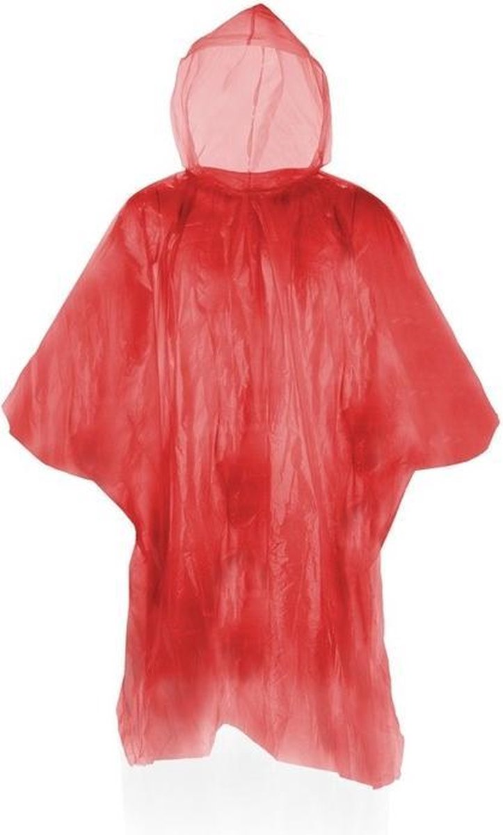 10x Voordelige wegwerp regenponcho voor volwassenen - Rood