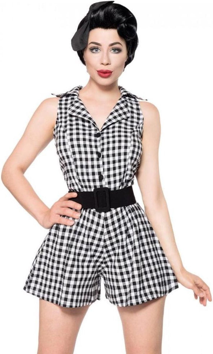Belsira Playsuit -XL- Retro Zwart/Wit