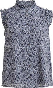Top Vila Blauw dessin maat 40