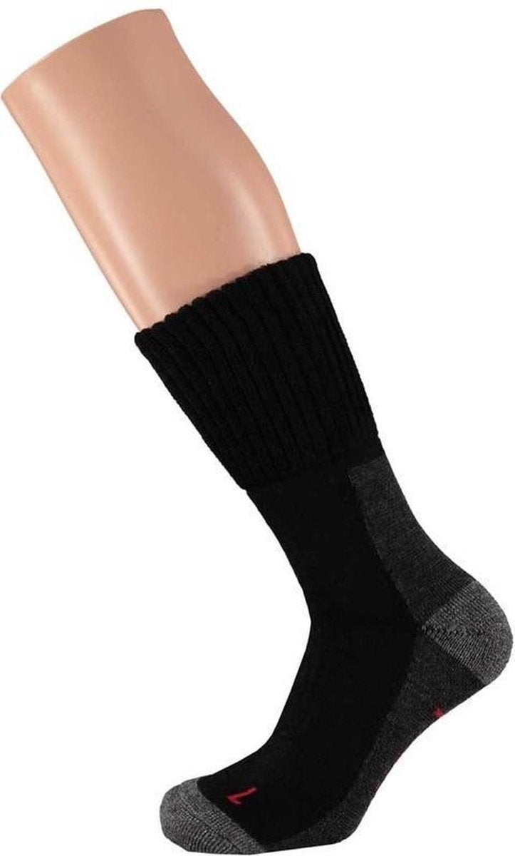 2x paar wandelsokken zwart voor dames in maat 35-38 - Materiaal: 45% Wol