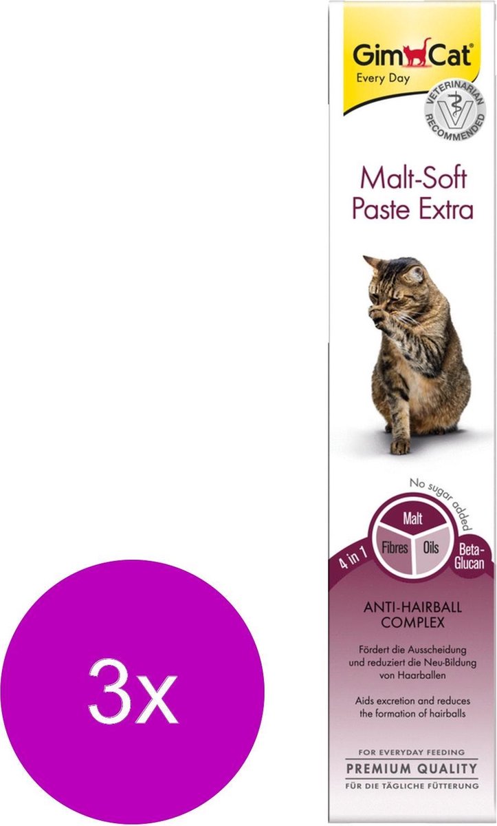 Gimcat Malt-Soft Pasta Naturel - Kattensnack - 3 x 50 g